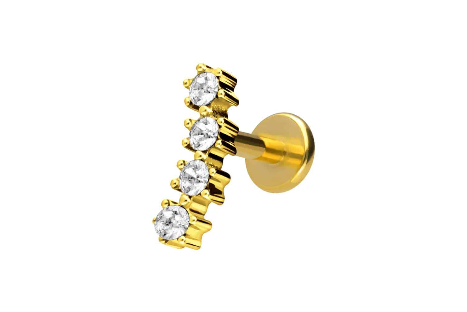 Titan Labret Piercing mit Innengewinde 4 EINGEFASSTE KRISTALLE